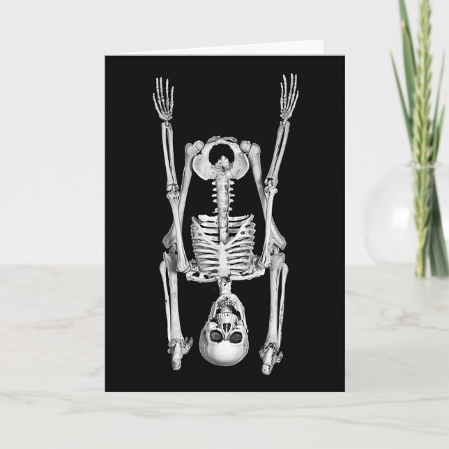 Halloween Skeleton Headstand Kort (Framsida)