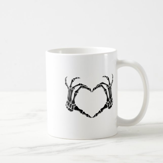 Halloween Skeleton Heart Händer Kaffemugg (Höger)