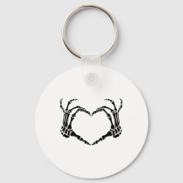 Halloween Skeleton Heart Händer Nyckelring (Framsida)