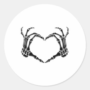 Halloween Skeleton Heart Händer Runt Klistermärke