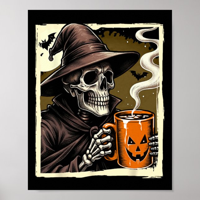 Halloween Skeleton Hett Cocoa Dead Inside Spooky S Poster (Framsidan)