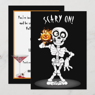 Halloween Skeleton Holding a Jack-o-lantern Inbjudningar