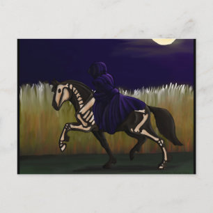 Halloween Skeleton Horse & Rider Postcard Vykort