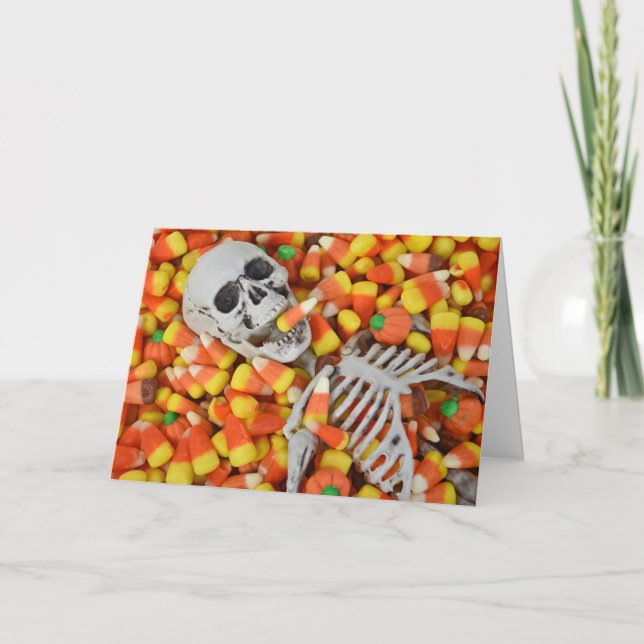 Halloween Skeleton i Candy corn Kort (Framsida)