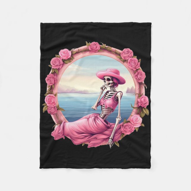 Halloween Skeleton i oktober... Vi Bäror Rosa med  Fleecefilt (Framsidan)