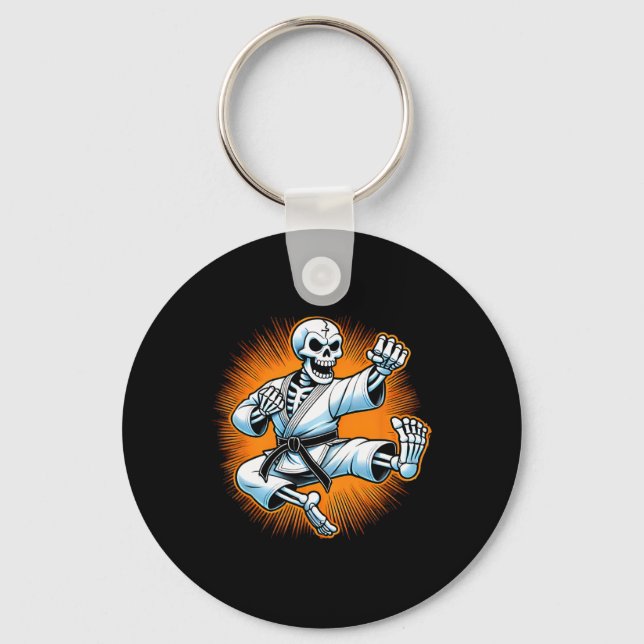 Halloween Skeleton Karate 1 Nyckelring (Framsida)