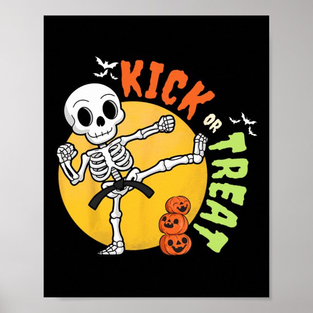 Halloween Skeleton Karate Kick Martial Art Taekwon Poster (Framsidan)