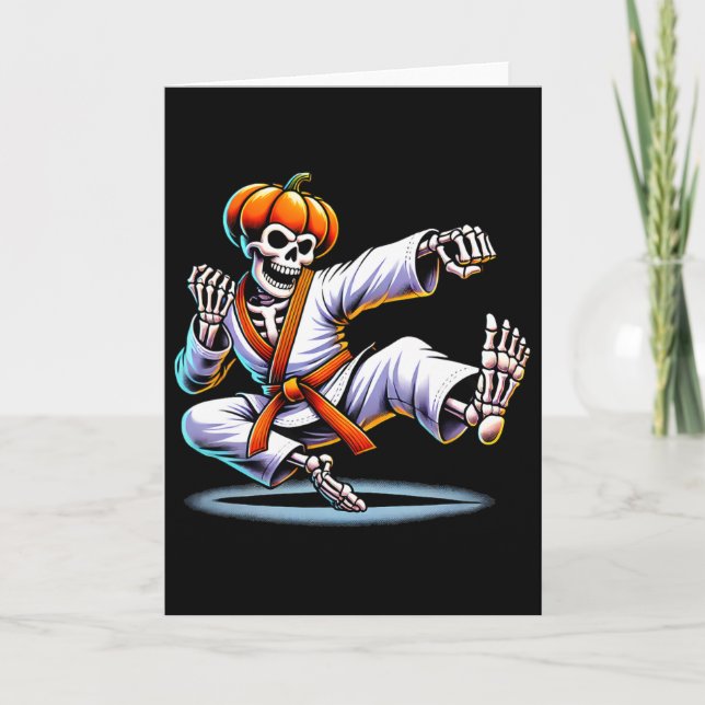 Halloween Skeleton Karate Kort (Framsida)