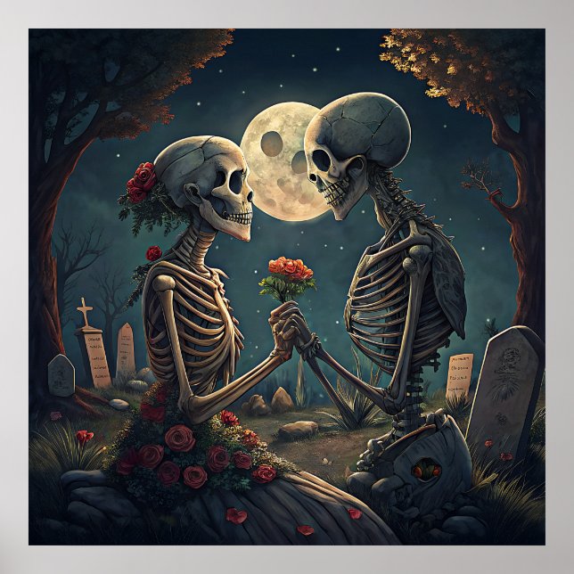 Halloween Skeleton Kärlek Poster (Framsidan)