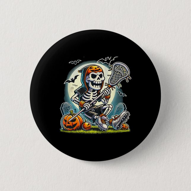 Halloween Skeleton Lacrosse Knapp (Framsida)