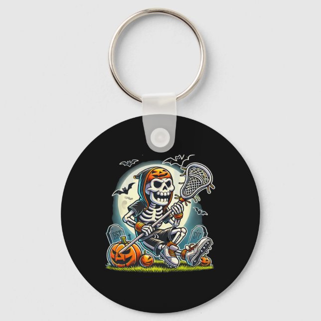 Halloween Skeleton Lacrosse Nyckelring (Framsida)