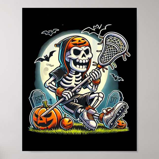 Halloween Skeleton Lacrosse Poster (Framsidan)