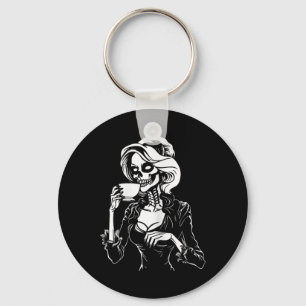 Halloween Skeleton Lazy Skull-koffertkostnad Nyckelring