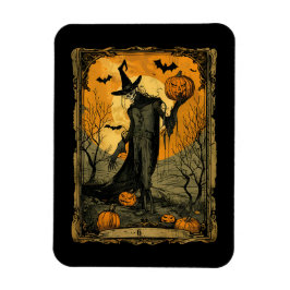 Halloween Skeleton med Evil Pumpkin Tarot Card Magnet