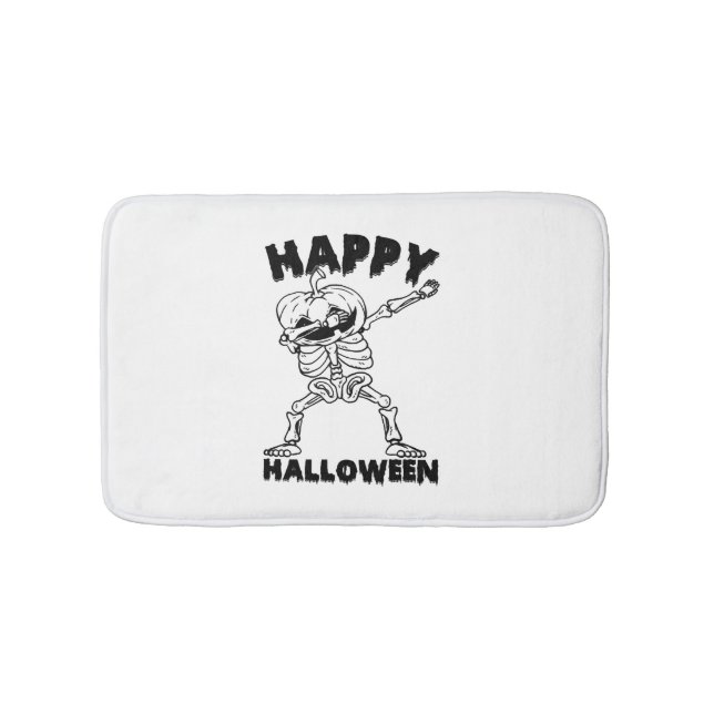 Halloween Skeleton med Pumpkin-Happy halloween Badrumsmatta (Framsidan)
