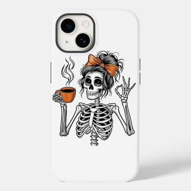 Halloween Skeleton Messy Bun Coffee (Baksida)