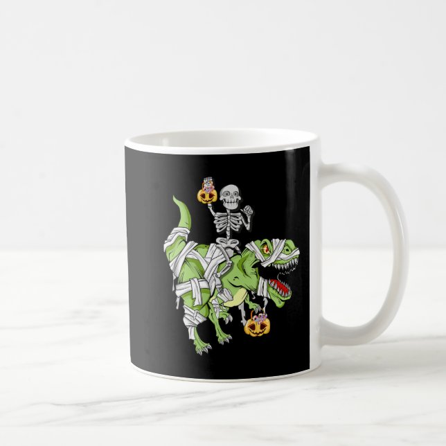 Halloween Skeleton Mummy Dinosaur T rex Roligt Hal Kaffemugg (Höger)
