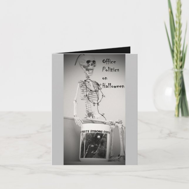 Halloween Skeleton Office Union Coffee Break Kort (Framsida)