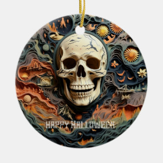 Halloween Skeleton Papper Quill Art Julgransprydnad Keramik