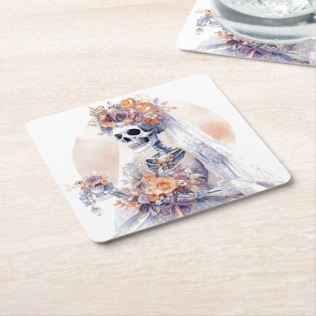 Halloween Skeleton Papper Underlägg Kvadrat (Vinklad)