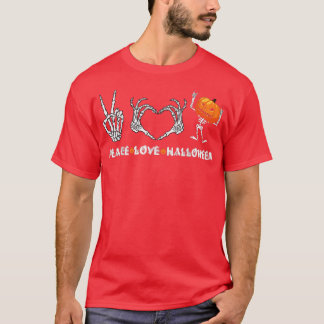 Halloween Skeleton Peace Kärlek Halloween med scar T Shirt