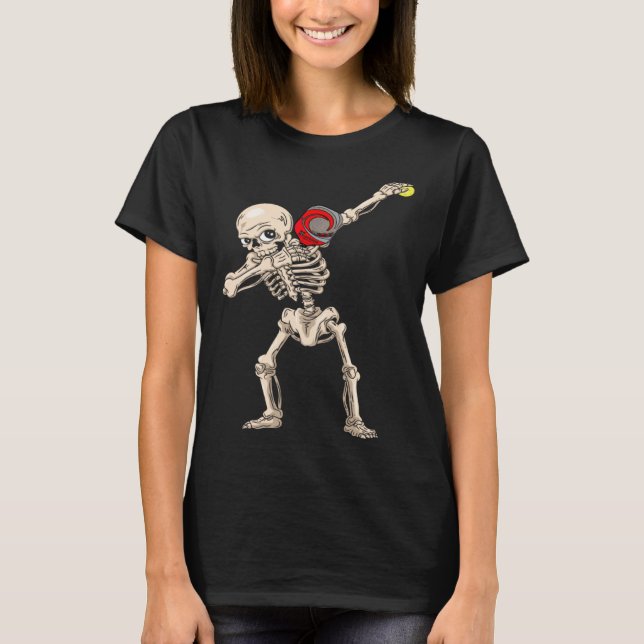 Halloween Skeleton Pickleball Dabbing T Shirt (Framsida)