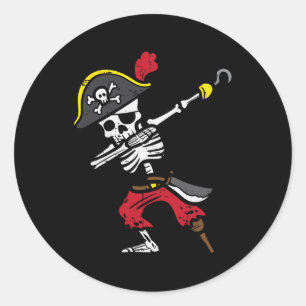 Halloween Skeleton Pirat Dab Costume Boy Kids Tod Runt Klistermärke