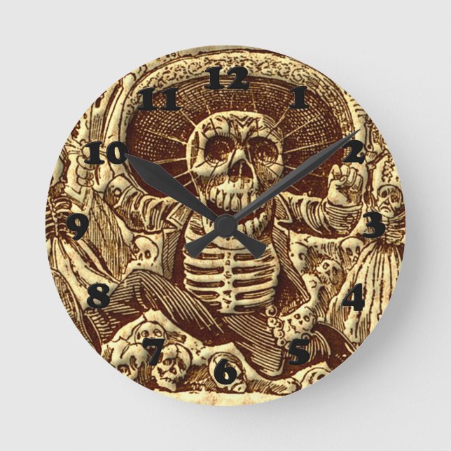 Halloween Skeleton Pirat Rund Klocka (Framsida)