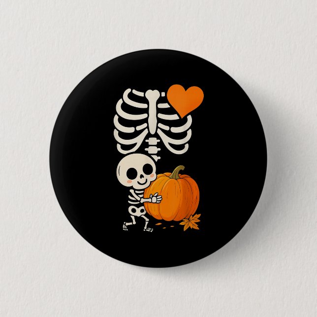 Halloween Skeleton Pregnancy Announcement Soky Mom Knapp (Framsida)