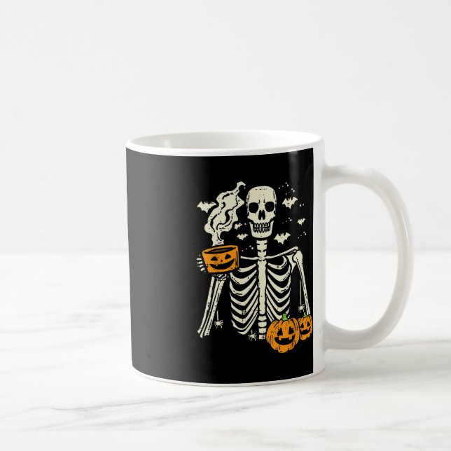 Halloween Skeleton Pumpkin Fall Coffee Roligt Cost Kaffemugg (Höger)