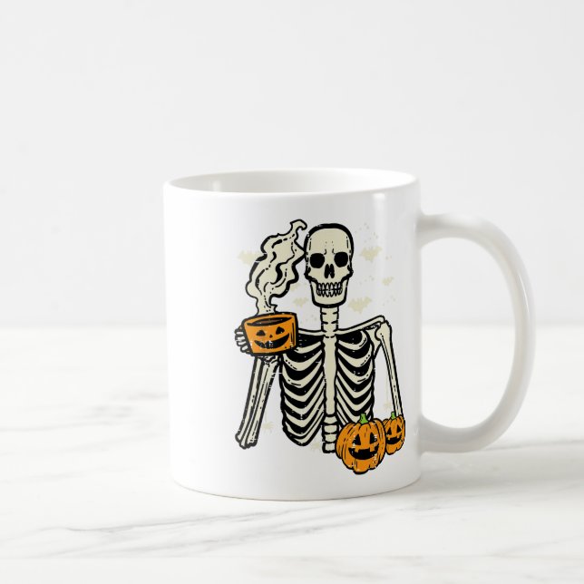 Halloween Skeleton Pumpkin Fall Coffee Roligt Cost Kaffemugg (Höger)
