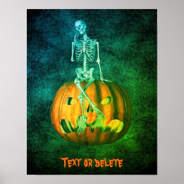 Halloween Skeleton Pumpkin-Personlig Poster (Framsidan)