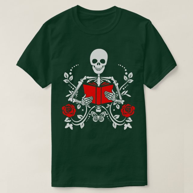 Halloween Skeleton Reading Bok Bookworm Reader Fu T Shirt (Design framsida)