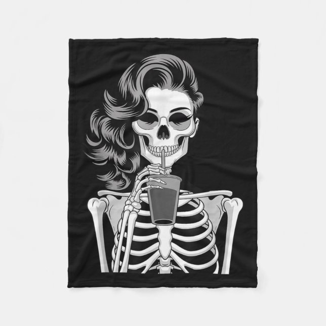 Halloween Skeleton Retro Style Drink Beverage Quir Fleecefilt (Framsidan)