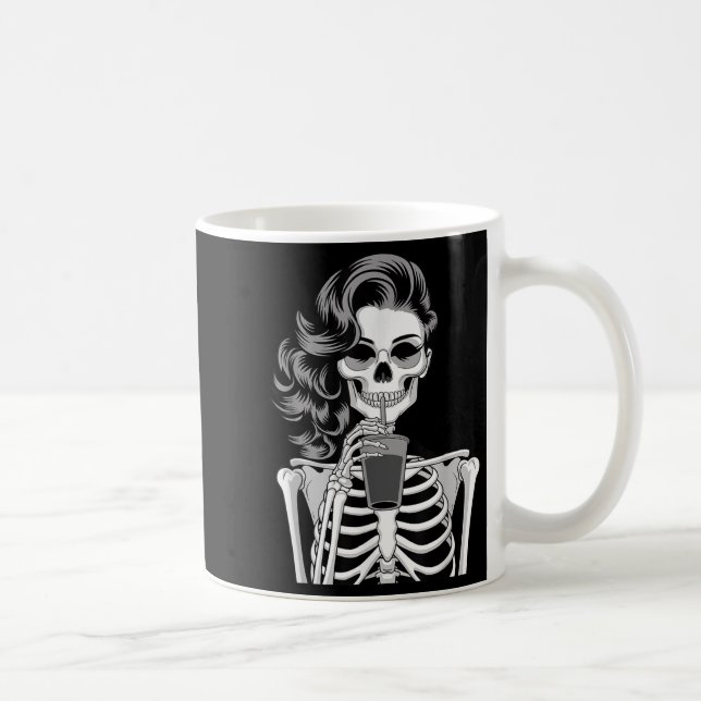 Halloween Skeleton Retro Style Drink Beverage Quir Kaffemugg (Höger)