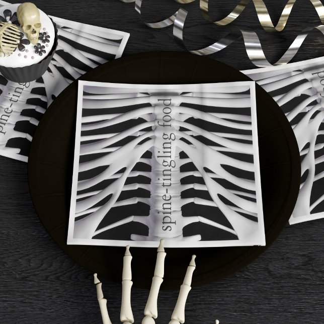 Halloween Skeleton Rib Cage Spine-tingling Black Pappersservett (Spine tingling napkins)
