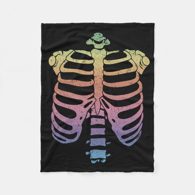 Halloween Skeleton Rib Cage Zombie Costume Tee Fleecefilt (Framsidan)