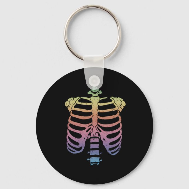 Halloween Skeleton Rib Cage Zombie Costume Tee Nyckelring (Framsida)
