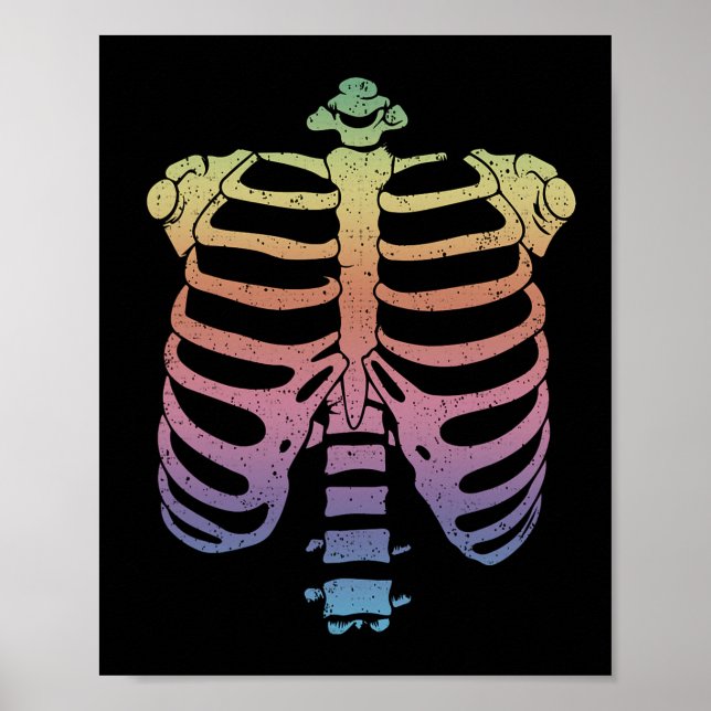 Halloween Skeleton Rib Cage Zombie Costume Tee Poster (Framsidan)