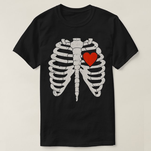 Halloween Skeleton Rib Fodral Red Heart Anatomy T Shirt (Design framsida)