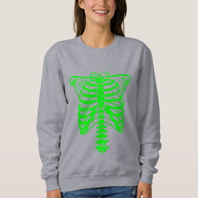 halloween Skeleton Rib grönt av bursyra T Shirt (Framsida)