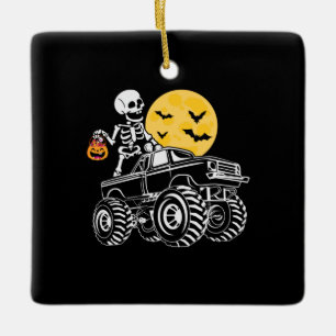 Halloween Skeleton Riding Lastbil Birthday Julgransprydnad Keramik