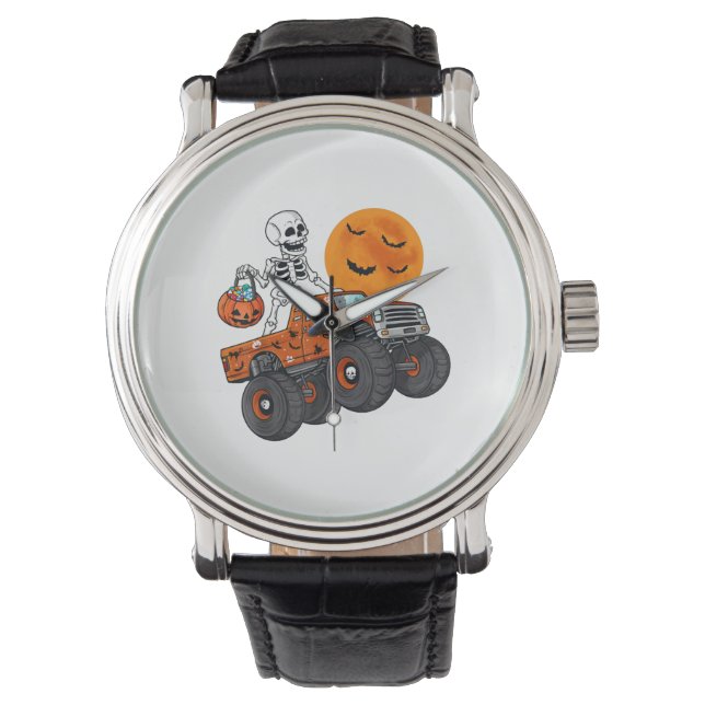 Halloween Skeleton Riding Monster Lastbil Armbandsur (Framsida)