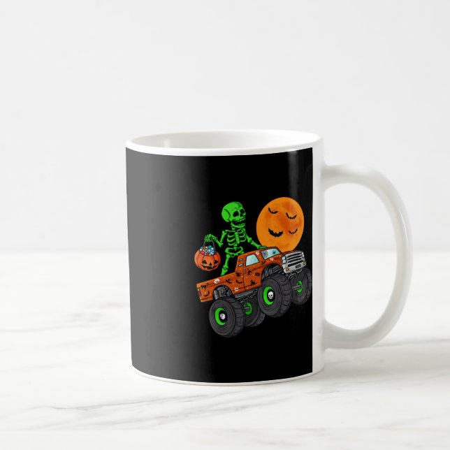 Halloween Skeleton Riding Monster Lastbil Småbarn  Kaffemugg (Höger)