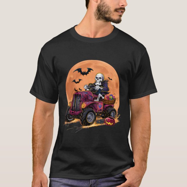 Halloween Skeleton Riding Monster Lastbil Småbarn  T Shirt (Framsida)