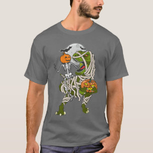 Halloween Skeleton Riding Mummy Dinosaur T Re Pump Shirt