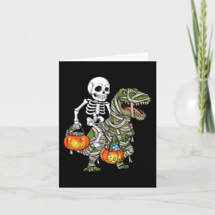 Halloween Skeleton Riding Mummy Dinosaur T Rex Rol Kort