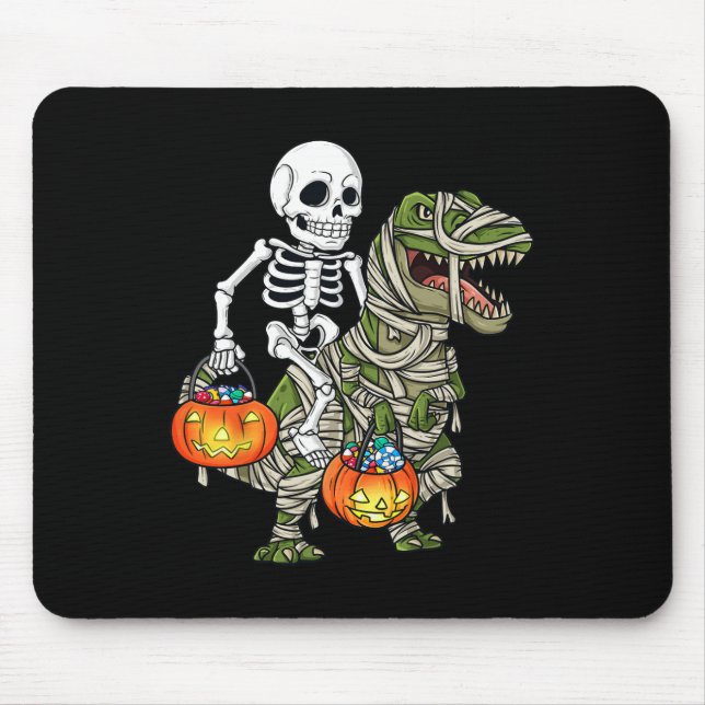 Halloween Skeleton Riding Mummy Dinosaur T Rex Rol Musmatta (Framsidan)