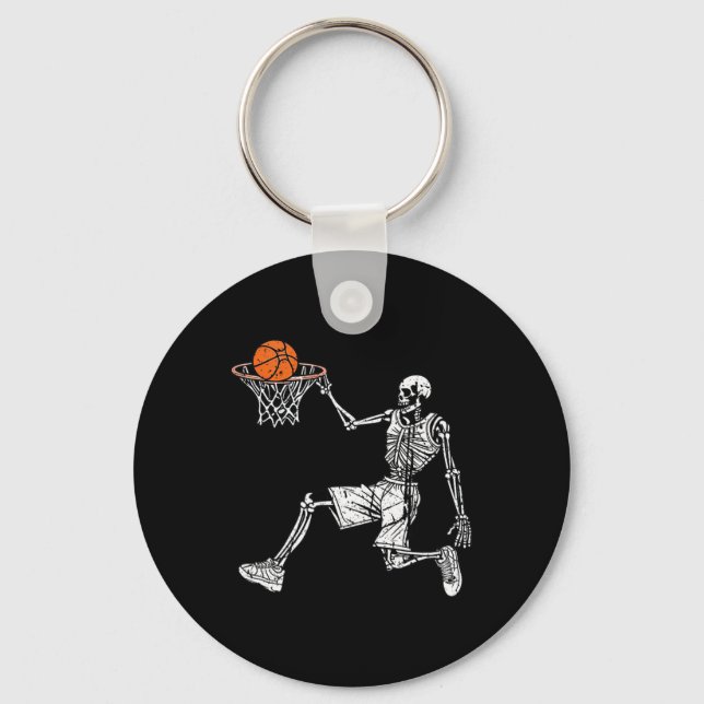 Halloween skeleton Roligt basketball-spelare Slam Nyckelring (Framsida)