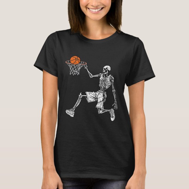 Halloween skeleton Roligt basketball-spelare Slam T Shirt (Framsida)